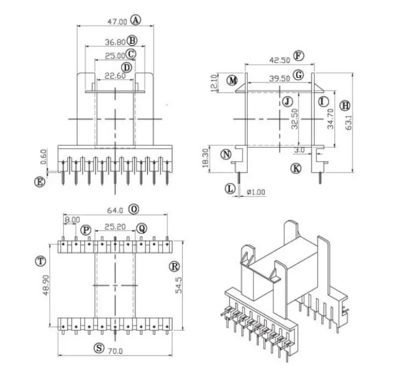 EE70B 4000W Большой силовой трансформатор шпульки рамка PC40 EE70/33/32 магнит ферритовый сердечник 18pin PTH, горизонтальный