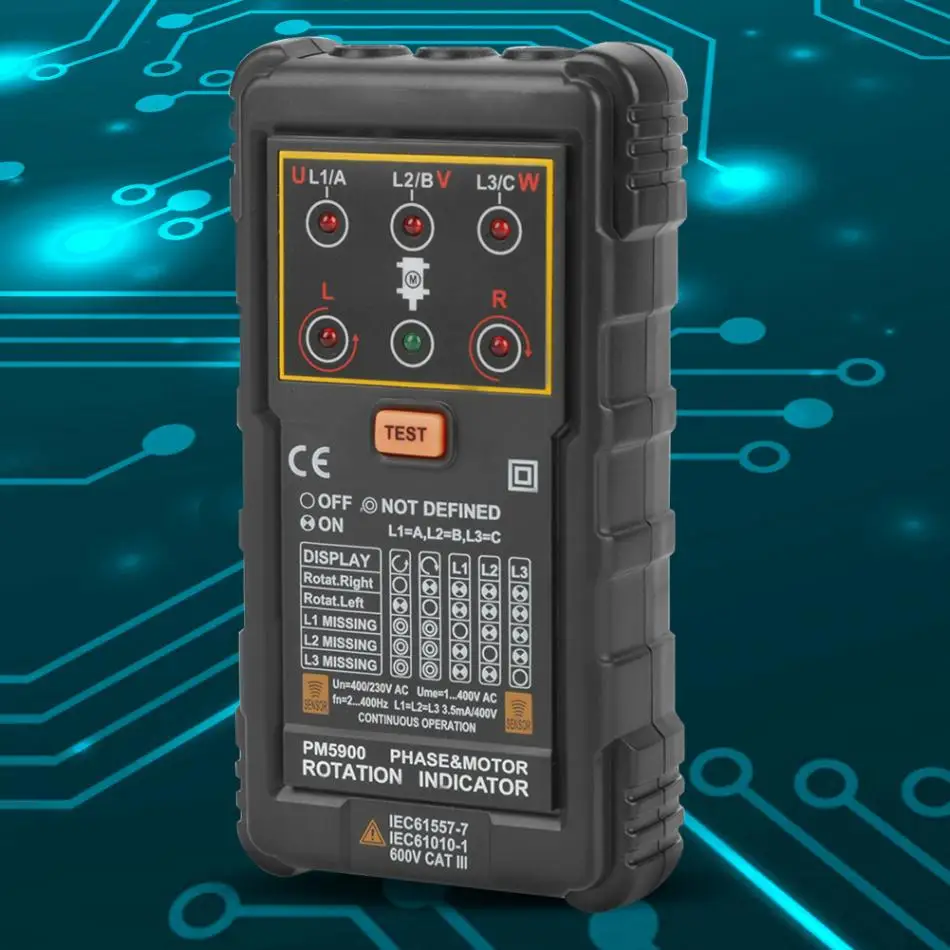 PEAKMETER мотор индикатор вращения MS5900 400 V напряжение переменного тока 2~ 400 Гц Портативный портативный трехфазный Двигатель индикатор вращения тестер