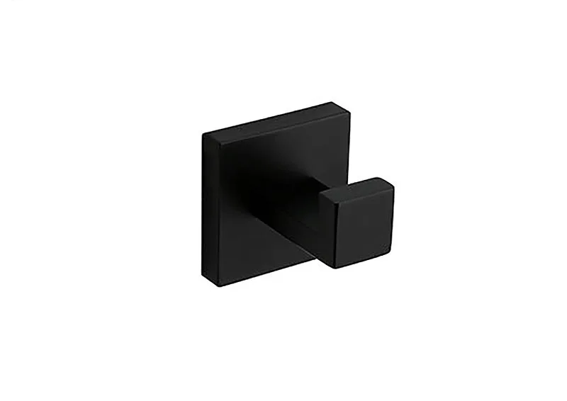 Black Зеркальная полировка/матовый черный/матовый крючок для халата из нержавеющей стали крючок для полотенец настенное крепление квадратное полотенце халат пальто шляпа дверная вешалка - Цвет: Black