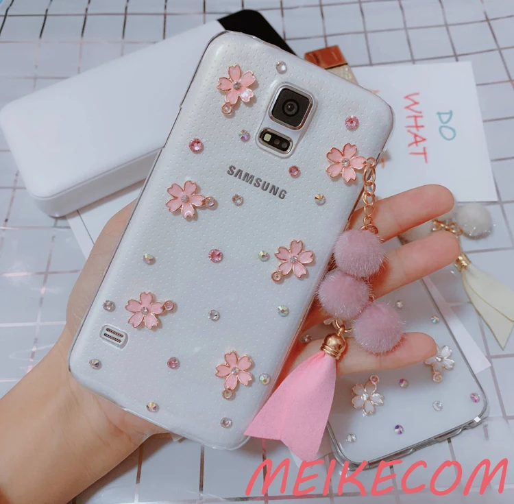 Sakura Cherry Phone Case For Apple iPhone XS MAX XR X Rhinestone Tassel Soft Cases Cover iphone 6 6S 7 8 Plus |