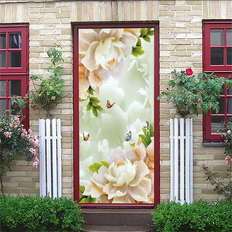 Door Stickers18 С изображением пейзажа с фонтаном креативная художественная дверь водостойкая 3D настенная палка Diy самоклеящаяся художественная домашняя Декорация-наклейка - Цвет: Door Stickers18