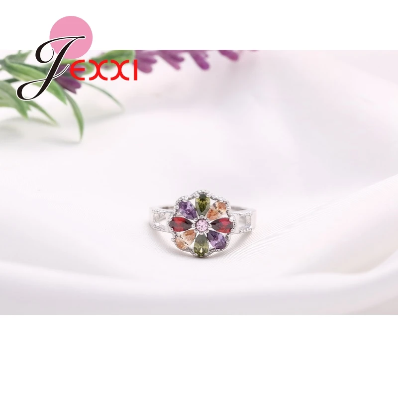 Женское кольцо из серебра 925 пробы с цветным кристаллом|jewelry rings|jewelry women ringsjewelry