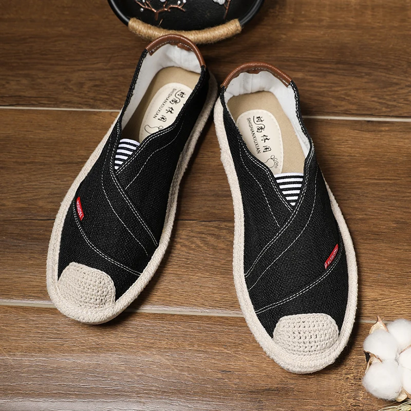 Hemmyi Hemp Mens Shoes Casual Summer Slip-On Breathable Tenis Masculino Adulto Comfortable Driving Man Shoe Support Dropshipping | Обувь