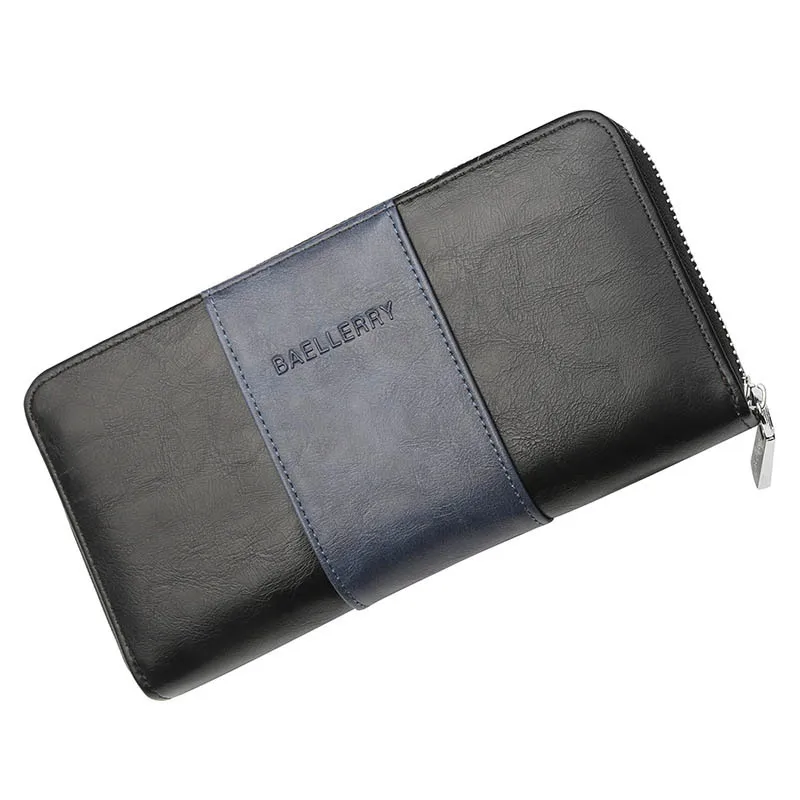 black Baellerry, мужские длинные кошельки для карт, 36, несколько держателей карт, стильный мужской кошелек на молнии, Большой Вместительный брендовый кошелек для мужчин - Цвет: black