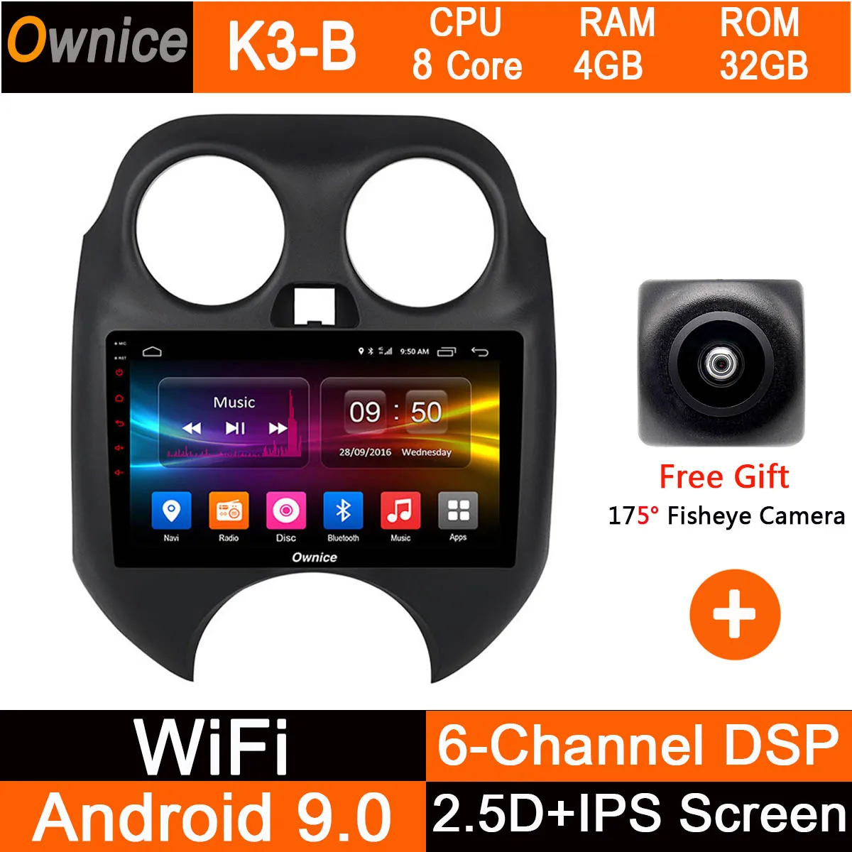 K3-B " ips Octa Core 4 г+ 32 Android 9,0 Автомобильный DVD Радио gps-навигатор плеер для Nissan МАРТА 2013 Micra мультимедиа CarPlay DSP - Цвет: K3-B