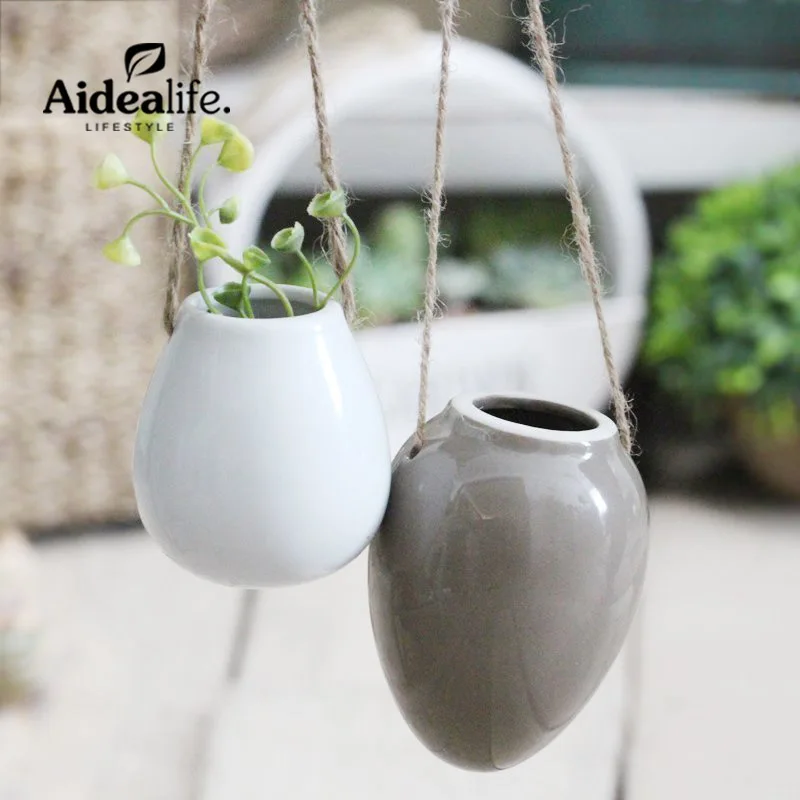 Подвесной горшок для суккулентов керамический зеленый дом дома и сада домашний