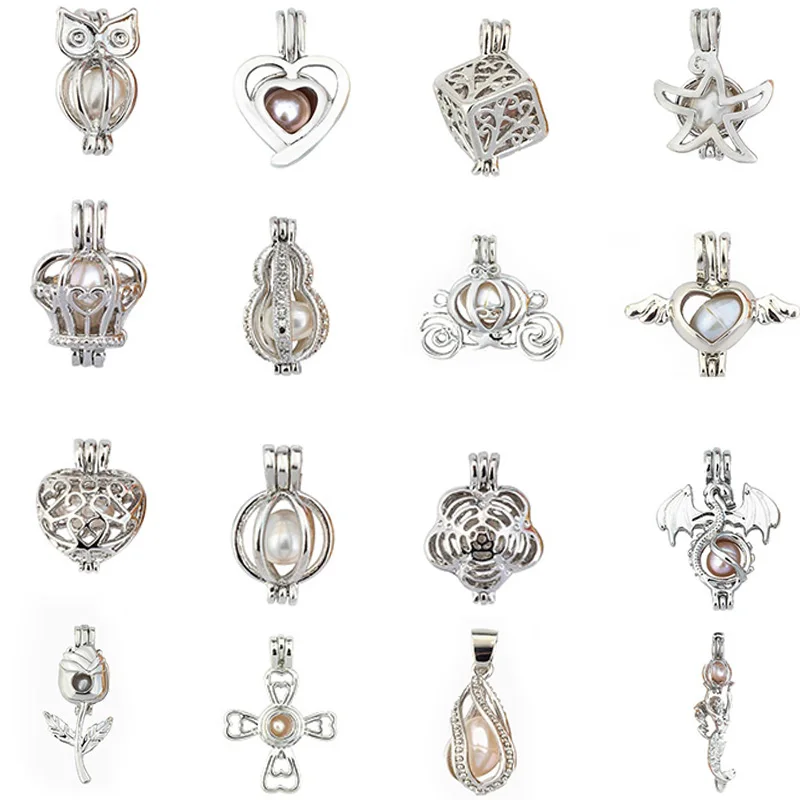 Серебряная клетка с жемчугом дракона Ювелирная фурнитура медальон кулон эфирное