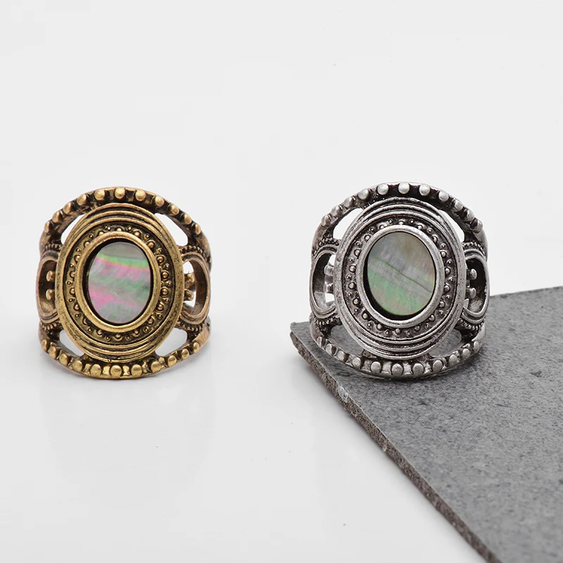 Wild & Free Ретро широкое кольцо ювелирные изделия с натуральная раковина тибетский