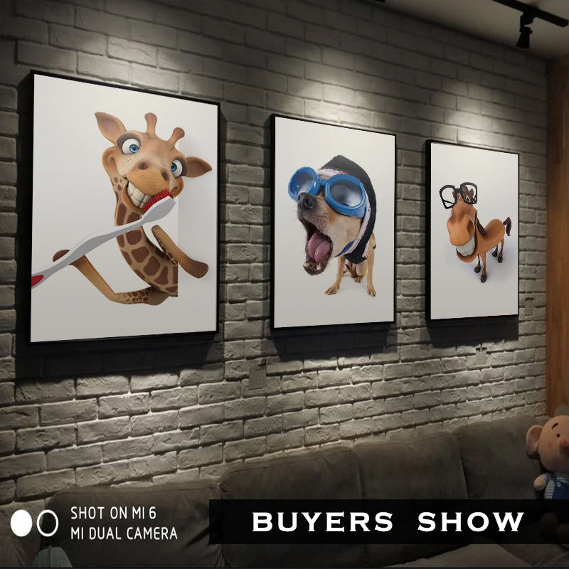 Художественная зона современные милые Мультяшные животные жираф собака лошадь