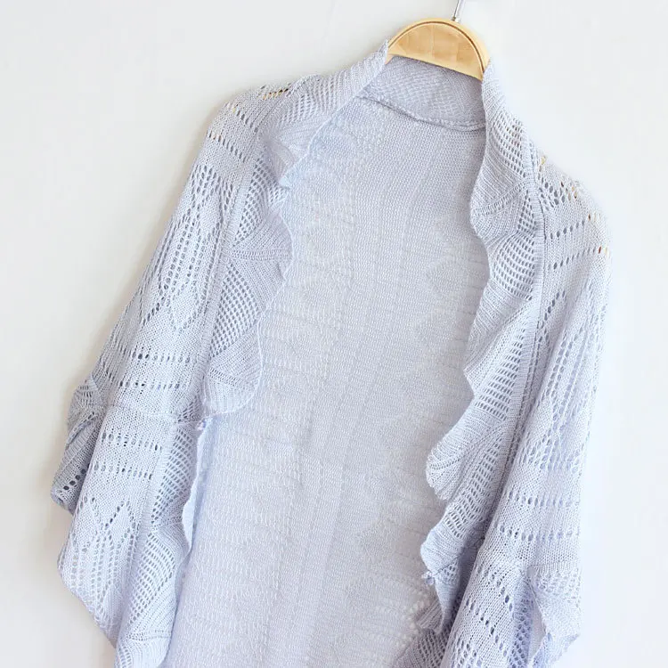 Summer women's cardigan hollow-out thin knit loose bat sleeve air conditioner shirt suntan shirt small cape cardigan jacket