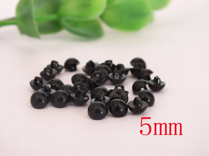 200 шт(100 пар) 5 мм кнопки глаза/черные безопасные глаза для diy куклы