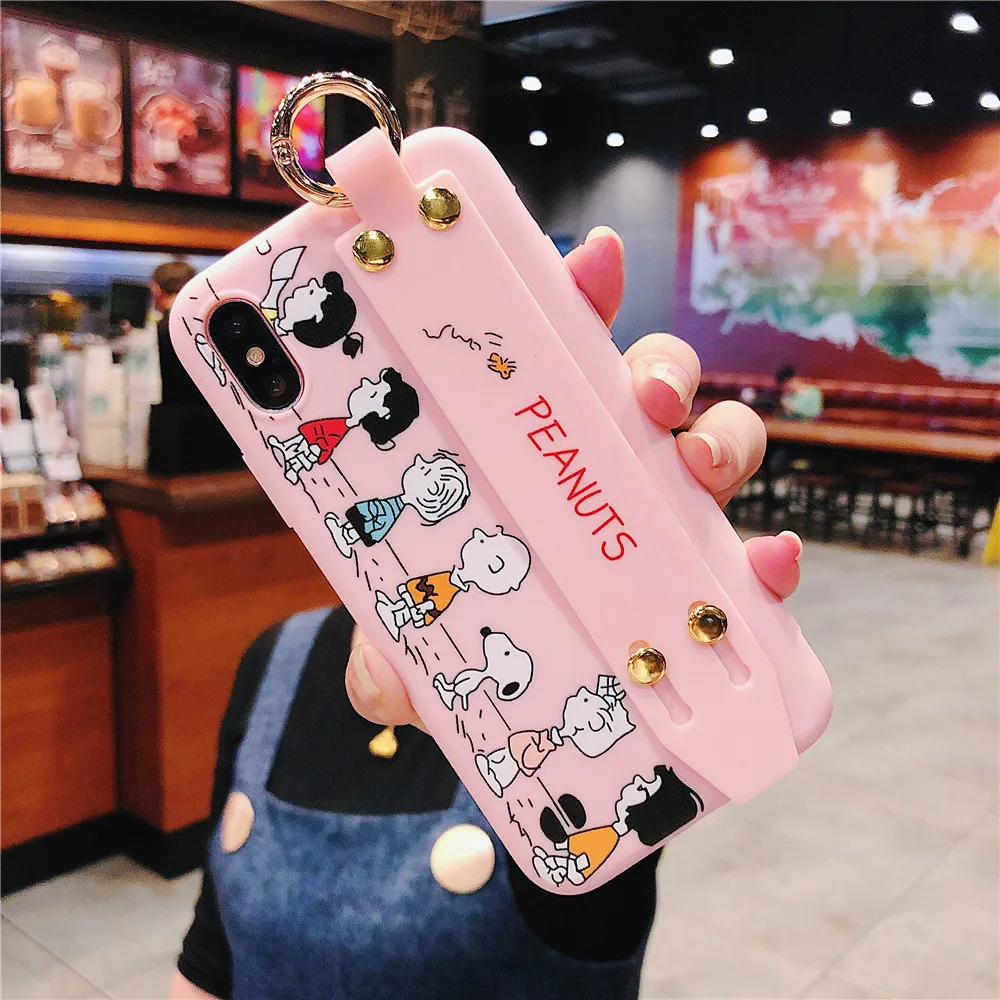 2 Мультфильм арахис Charlie ремешок кронштейн чехол для телефона для iPhone 11 Pro X XS MAX XR 6 s 7 8 Plus пара Мягкий силиконовый чехол - Цвет: 2