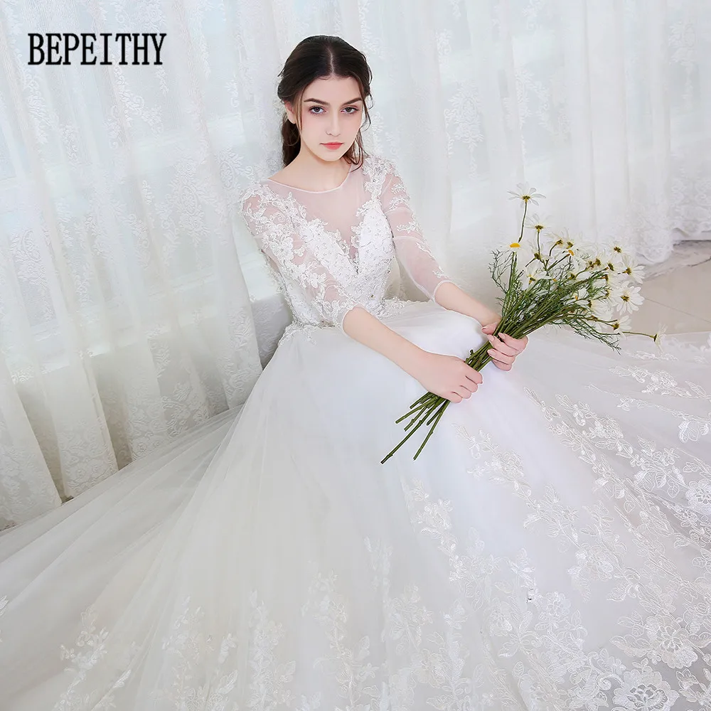 Женское винтажное платье-трапеция BEPEITHY свадебное платье с рукавом 3/4 Аппликация