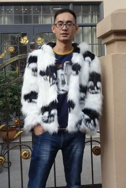 

Hooded warm casual Skull faux fox fur coat mens leather jacket men trench coats Villus slim winter thermal outerwear S - 3XL