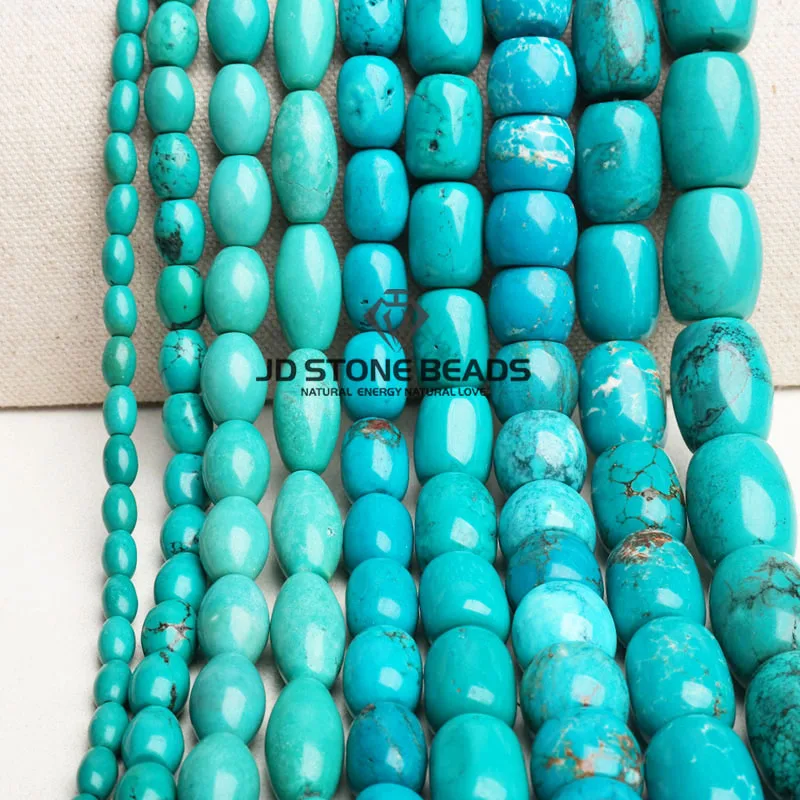 JD камень Бусины Бесплатная доставка голубой бирюзовый барабанный Форма