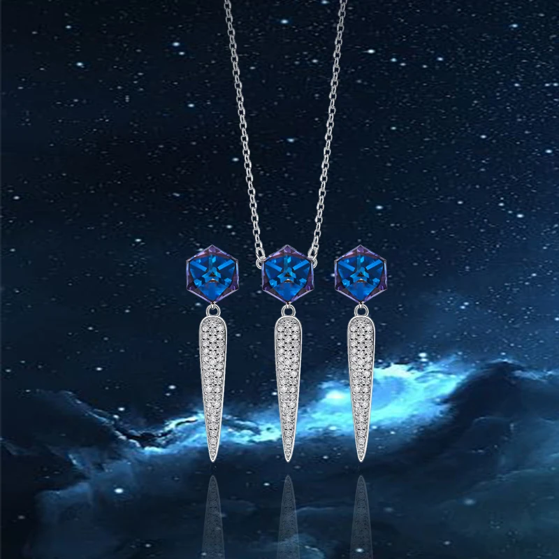 MADALENA SARARA AAAA Austria Synethic Quartz Inlaid Fashion Women Jewelry Set Necklace And Earrings elegance | Украшения и