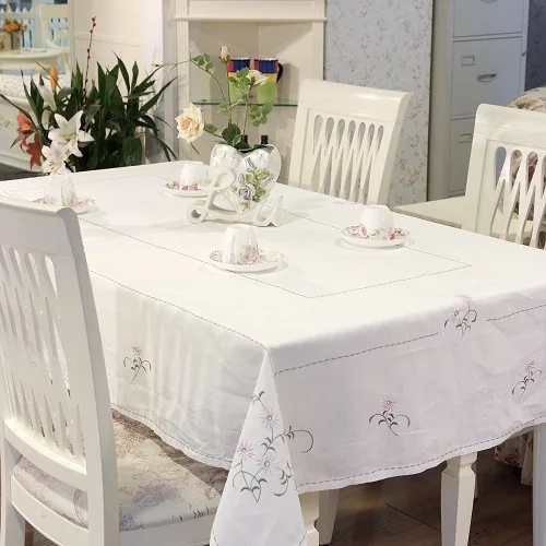 Льняная ткань-скатерти с вышивкой Artex из чистого льна/скатерть 130*130 | Дом и сад