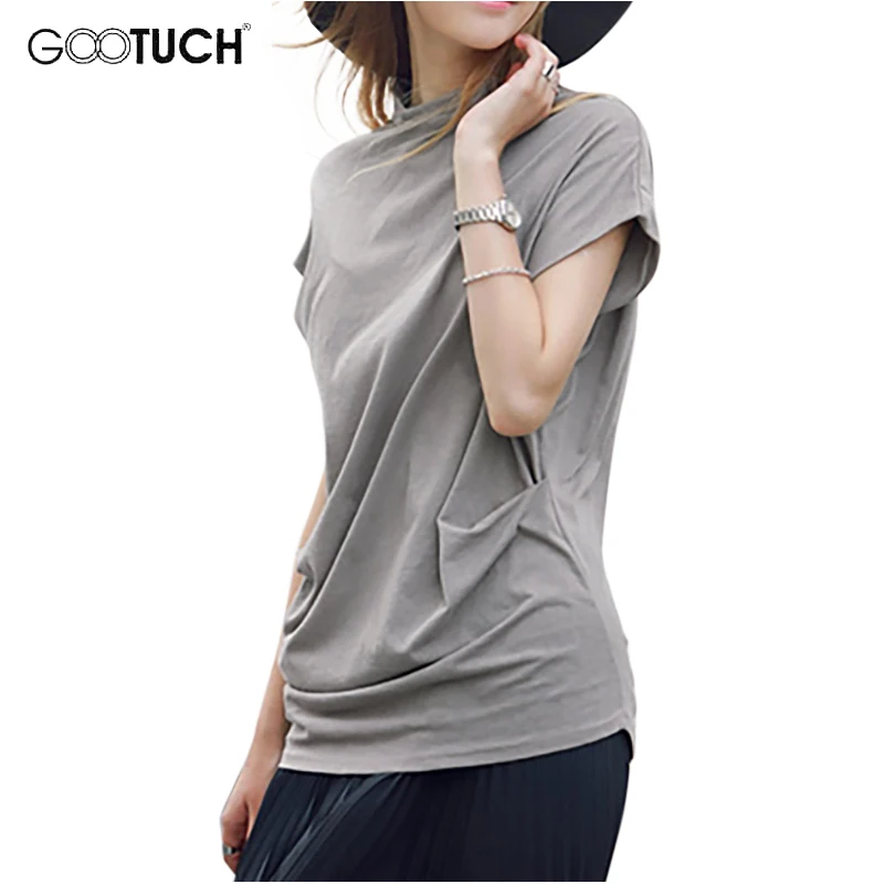 

Женская Футболка с рукавами «летучая мышь», футболка с черепаховым вырезом, 6XL, Свободный Летний топ с короткими рукавами, женская футболка ...