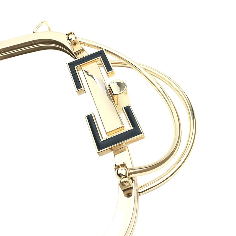 20.5cm Metal Frame Purse Women Handle Glossy Vintage Golden Kiss Clasp Lock DIY Accessories for Bag