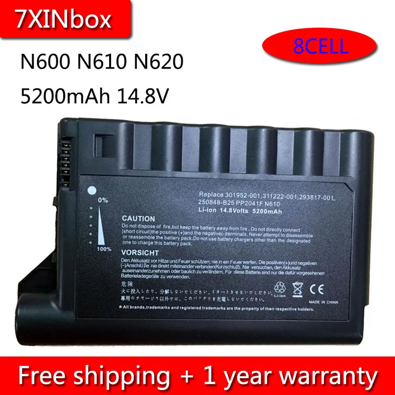 7xinbox 8 ячеек 5200mAh 14 V Аккумулятор для ноутбука HP Compaq N600 Evo N610 N610c N610v PP2041D PP2040F PP2041H 301952