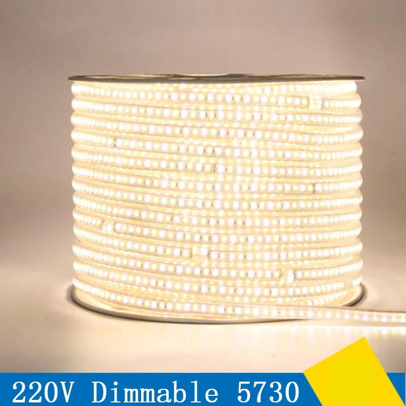 20 м/лот 120 светодиодов/м Светодиодная лента AC220V SMD 5630/5730 белый/теплый белый