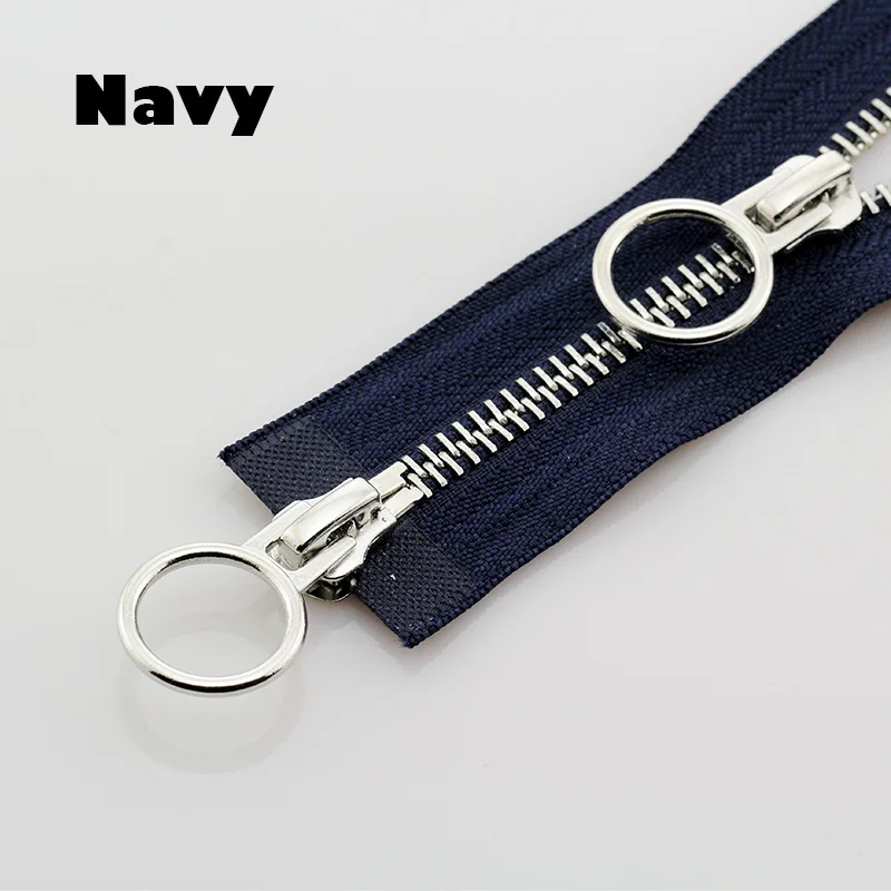 Navy 5# разъемная застежка-молния двойной круг ползунки 60/70/80/90/100/120/150 см автоматический металлический замок застежки-молнии - Цвет: Navy