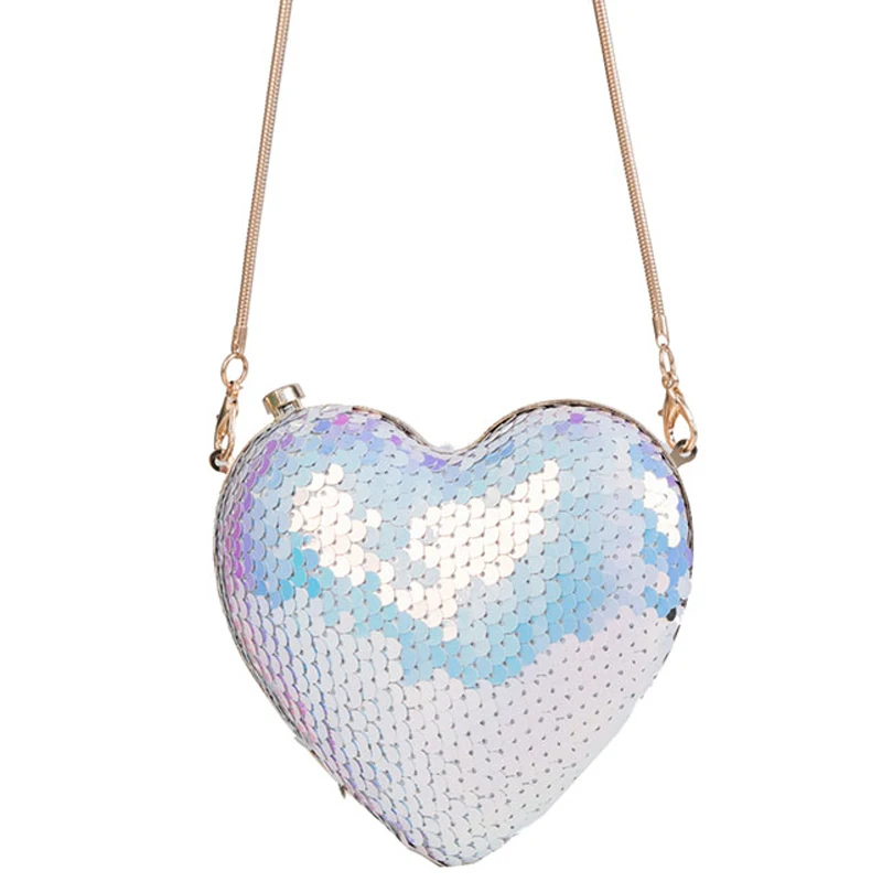 Модная женская сумка на плечо градиентного цвета с блестками в форме сердца