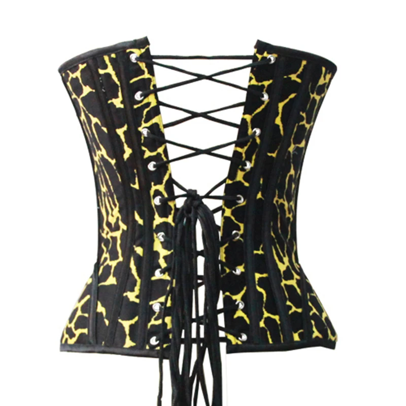 Corzzet Gothic Rose Red Leopard Front Zipper Strapless Overbust Corset Top Steampunk Sexy Lingerie Vintage Korsett For Women