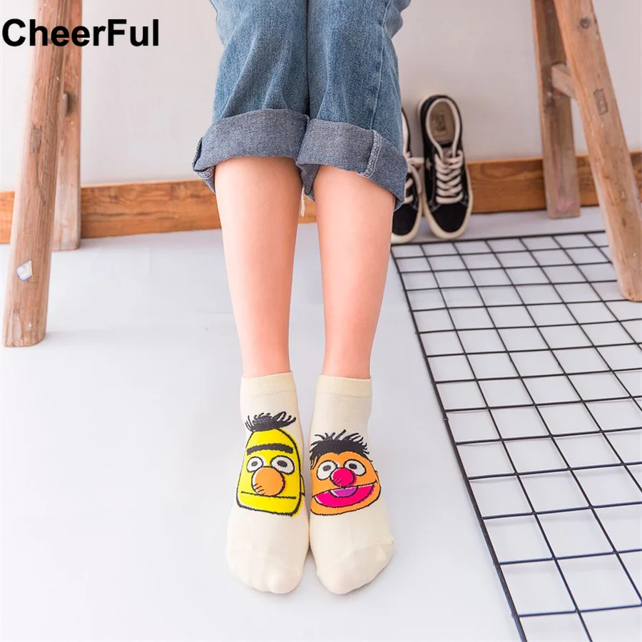 2019 женские носки с персонажами из мультфильмов Улица Сезам Левая Правая нога