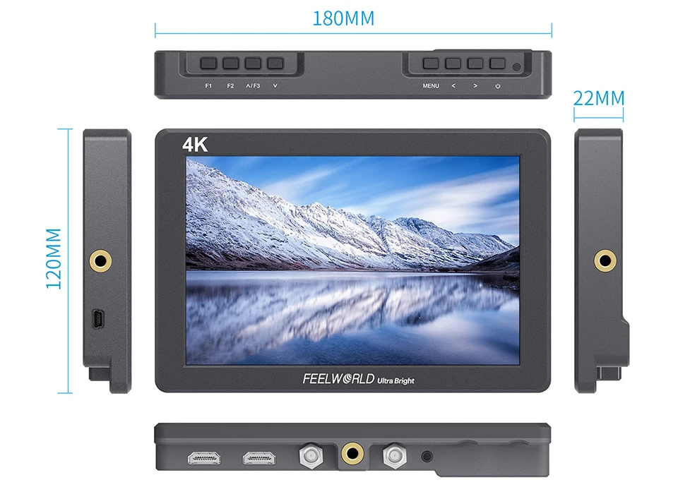 FEELWORLD P7 7 дюймов 2200nit ультра яркая камера полевой монитор алюминиевый корпус 4K HDMI DSLR монитор 1920x1200 ips lcd для камеры