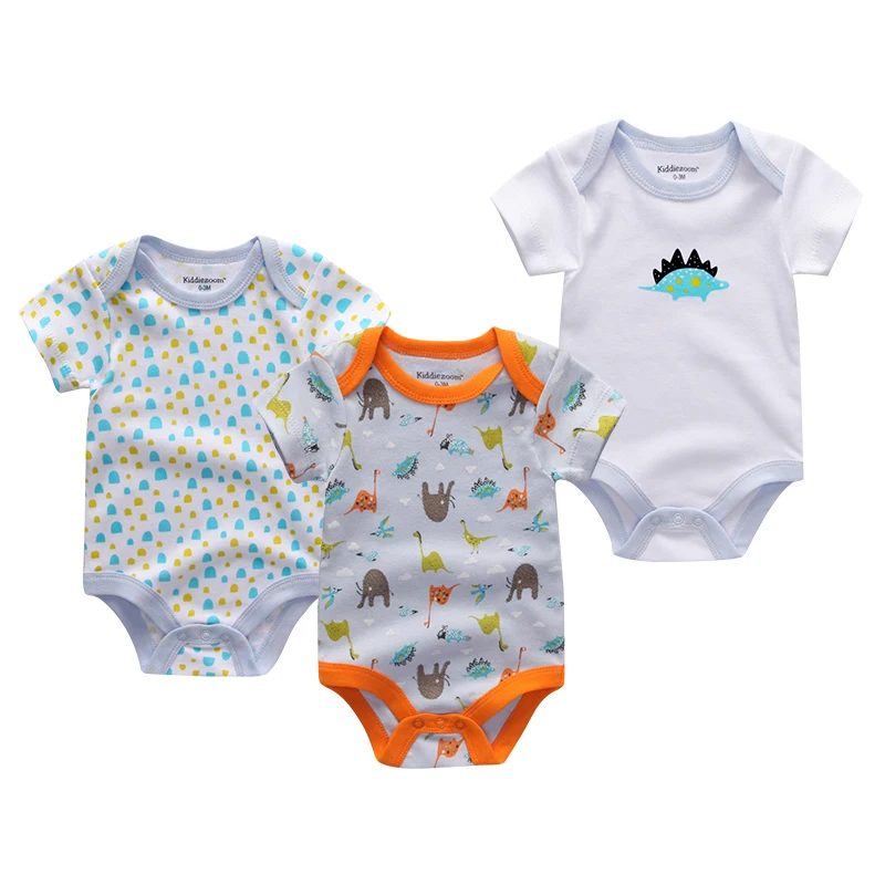 Лето 2019 3 шт./лот детская одежда детские комбинезоны с круглым вырезом 100% хлопок