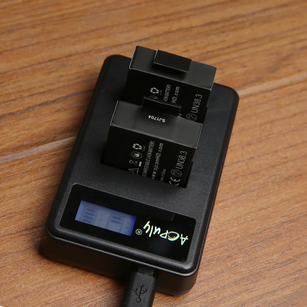 AOPULY 4pc SJCAM sj4000 battery + USB LCD Dual charger bateria sj7000 sj5000 sj6000 sj8000 SJ M10 for camera | Электроника
