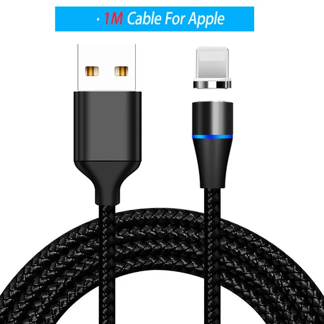 Магнитный кабель Micro Usb type-C для быстрой зарядки, 2 м, длинный зарядный провод для Xiaomi Mi9 Mi8 Se/lite A2 Redmi Note 7 6 Pro Y3 - Цвет: 1M Cable for Apple