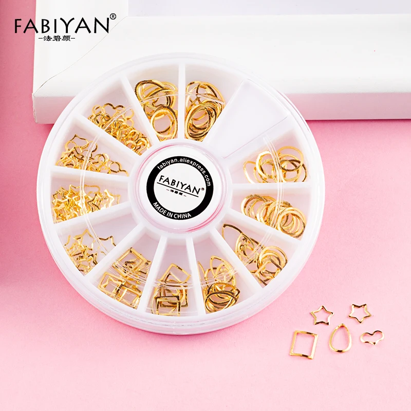 Nail Art Whee Tips ювелирные украшения Decoratio 12 стилей 3D Металл золото полый круг квадратный прямоугольник в форме звезды аксессуары для красоты инструмент