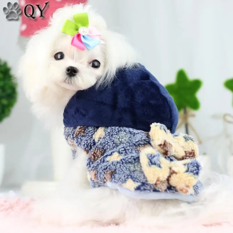 Зимние пальто и куртки для собак со звездами бантиками толстые одежда щенков