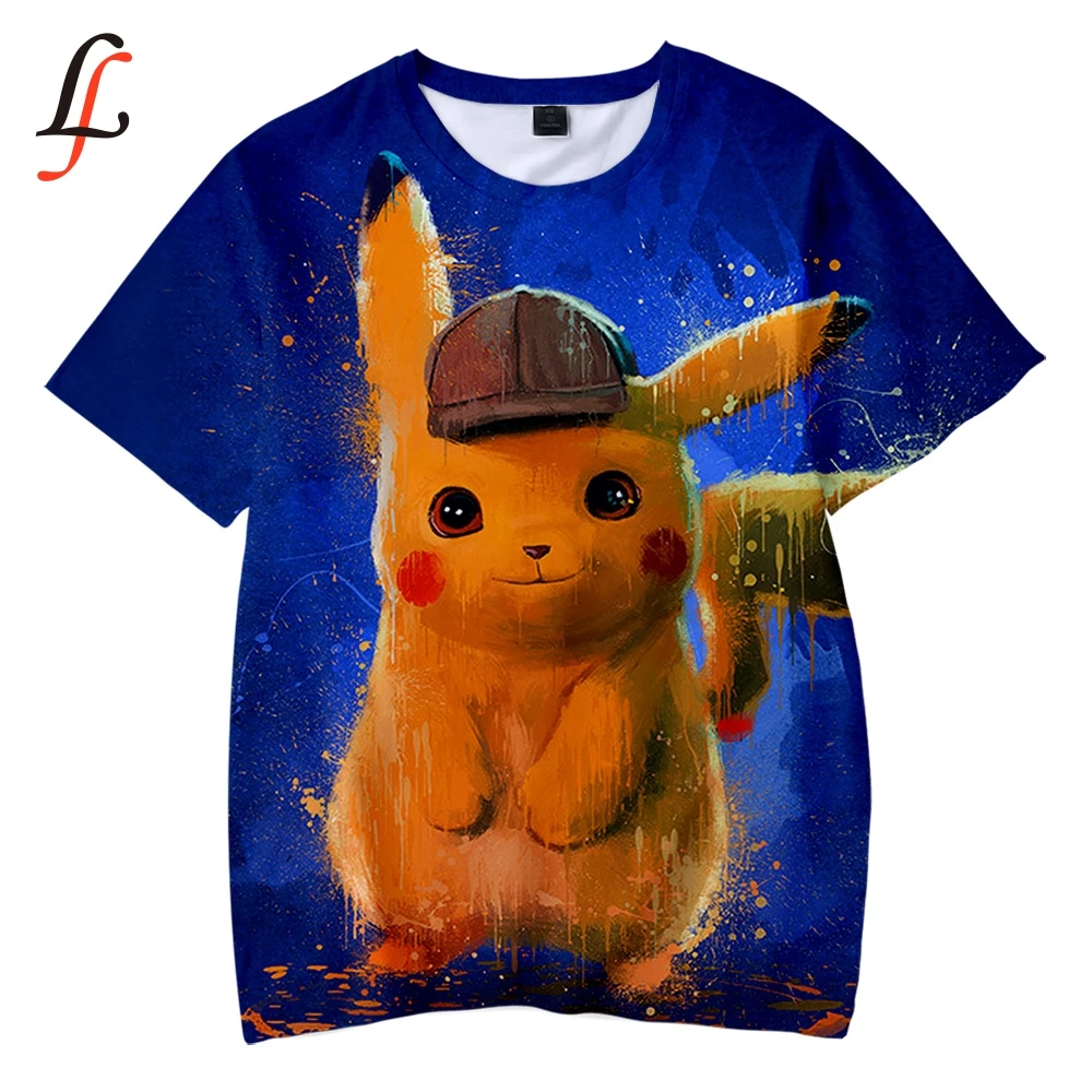 Pikachu Harajuku/Детская футболка с 3D рисунком Мягкая круглым вырезом и Q Повседневная