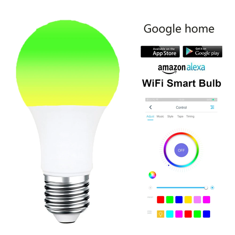 E27/B22 Smart WiFi светильник лампы голосового Управление RGB Энергосберегающие
