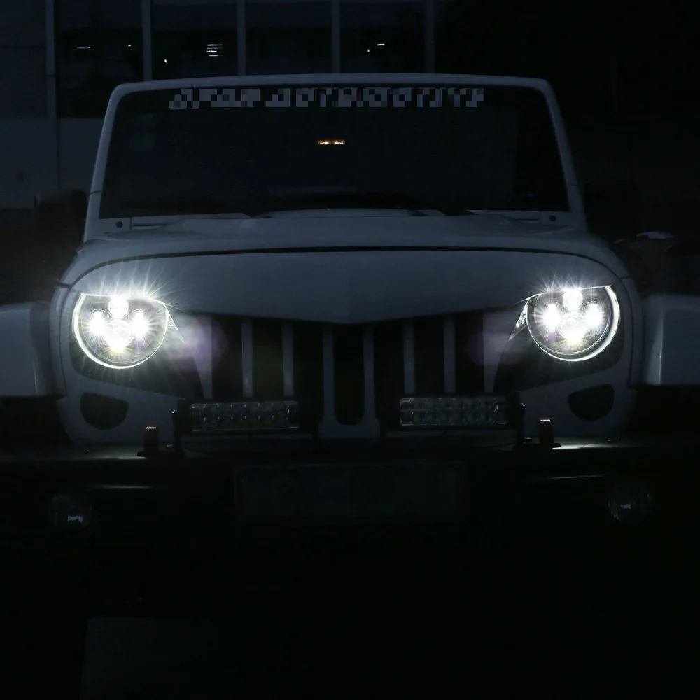Черный/хром " светодиодный налобный фонарь для Jeep Wrangler TJ LJ JK JKU Rubicon Sahara для Ford Plymouth Classic Car Truck