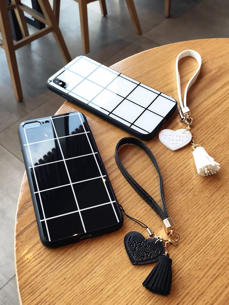 OTO-ALTER Новая мода стиль пледа закаленное стекло ТПУ чехол для iPhone X/XS/XR/XSMAX/6/6 s plus/6s/6s