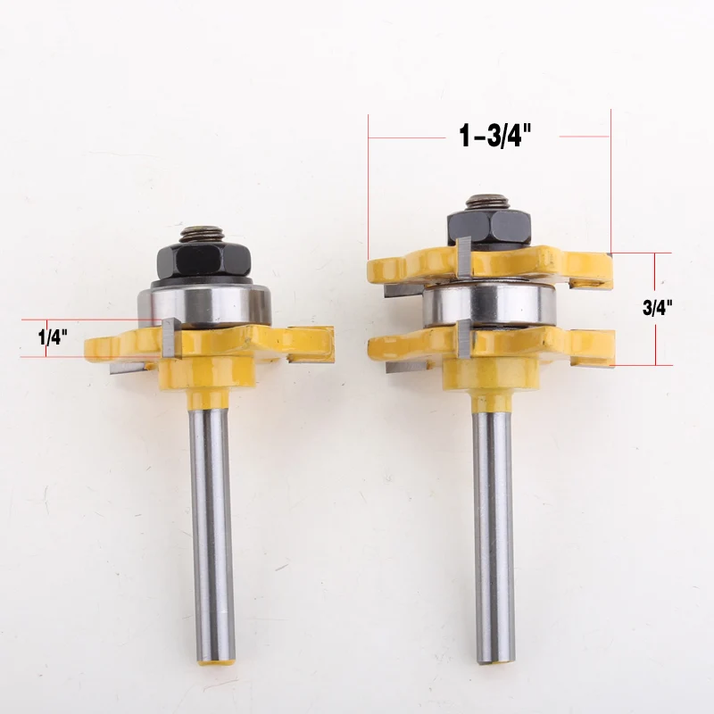 Фрезерный станок 1/4 &quotс хвостовиком и 2 шт. 3 зубца Т-образная форма для