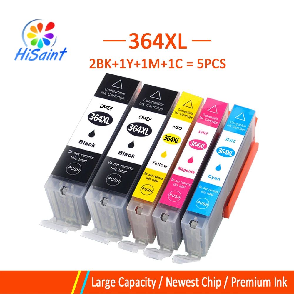 Hisaint 5 упаковок 364XL совместим с фотографиями HP 364 xl для принтера Deskjet 3070A 5510 6510 B209a