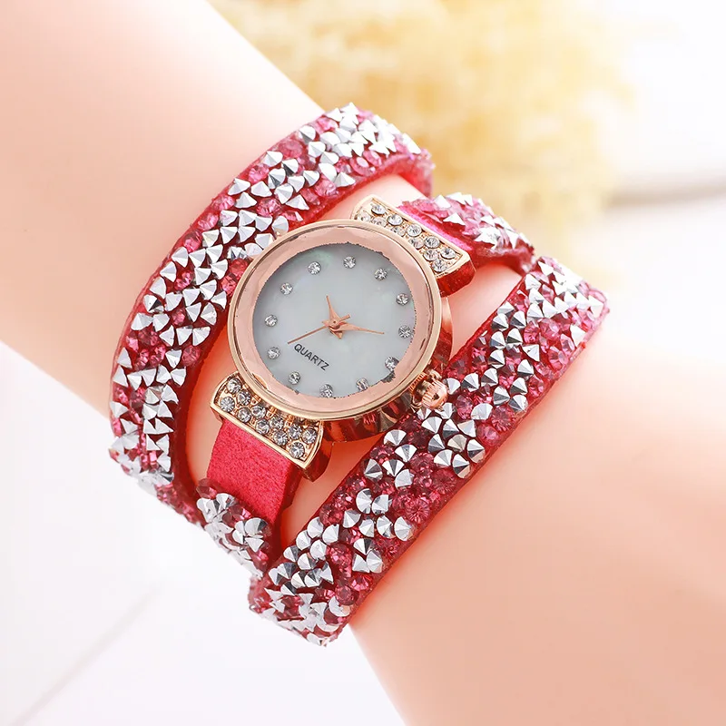 Модные Роскошные Для женщин кварцевые наручные часы кожаный браслет платье