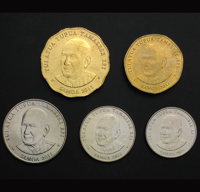 Оригинальные монеты Самоа 5 шт. 2011 год без циркуляции|coin|coins originalcoin coins |
