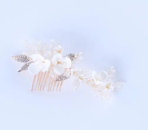 Hair Comb Цветочные свадебные аксессуары для волос кристалл из опала модная свадебная Заколка-невидимка для волос комплект головное украшение ручной работы ювелирные украшения для невесты - Окраска металла: Hair Comb