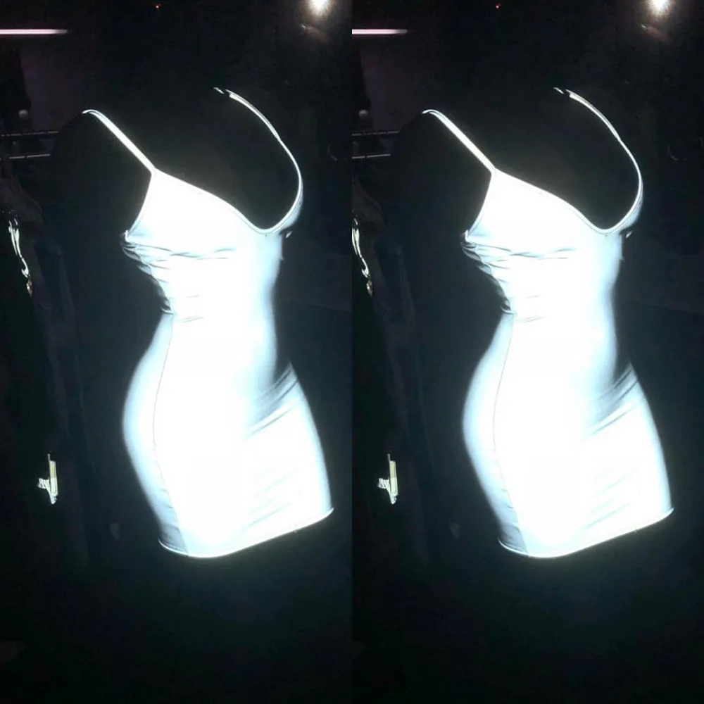 Серебряное отражающее сексуальное платье женское блестящее мини-платье с