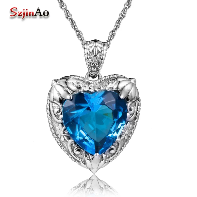 Szjinao Мода 100% Серебро 925 ювелирные изделия кулон для женщин ожерелье сердце океана