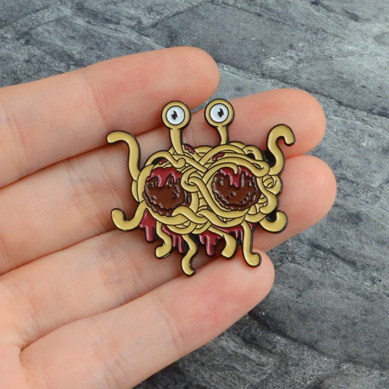 

Pastafarianism Enamel Brooch FSM Badge Denim Clothes shirt bag Button Pins Funny Cartoon Jewelry Creative Gift for friends