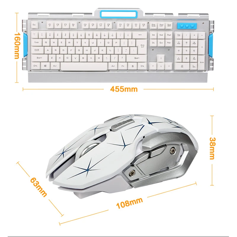 2 4G Беспроводная мультимедийная эргономичная Usb игровая клавиатура мышь