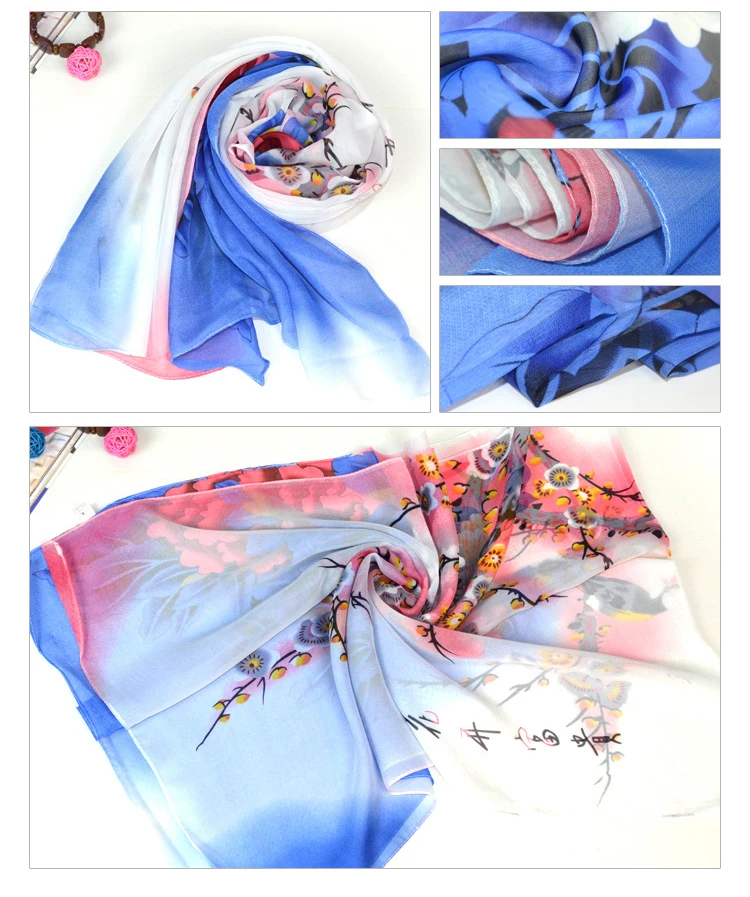 Женские шарфы с солнцезащитным козырьком длинные шифоновые цветочным принтом