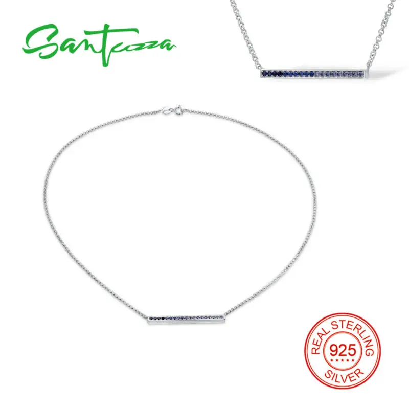 Серебряное ожерелье цепочка для женщин-сапфиры колье из чистого серебра 925 пробы
